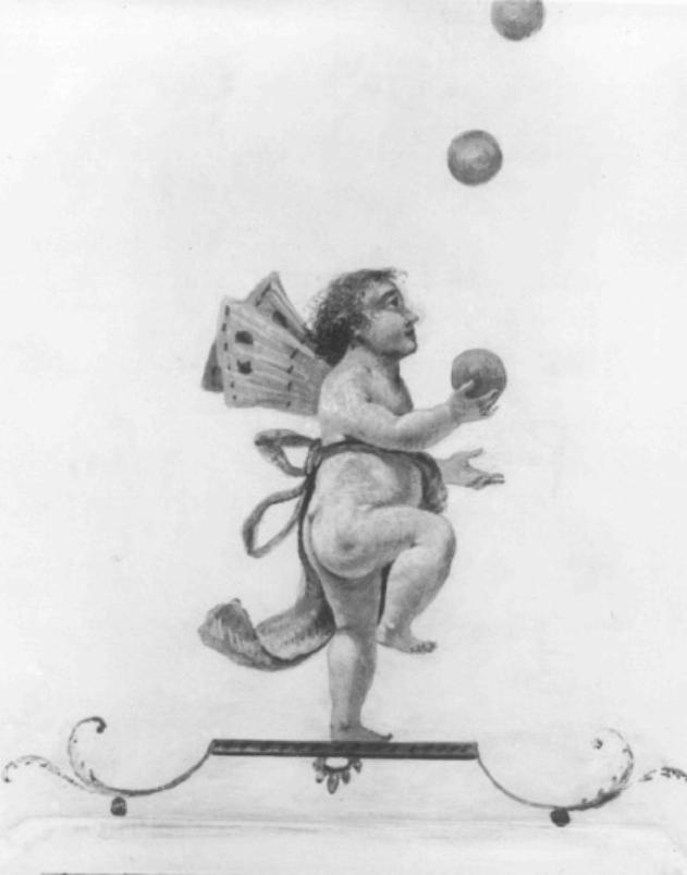 putto con palle (dipinto) di De Boni Sebastiano (attribuito) (sec. XIX)
