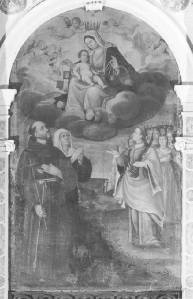 Madonna con Bambino e Santi (dipinto) di Falce Domenico - ambito bellunese (sec. XVII)