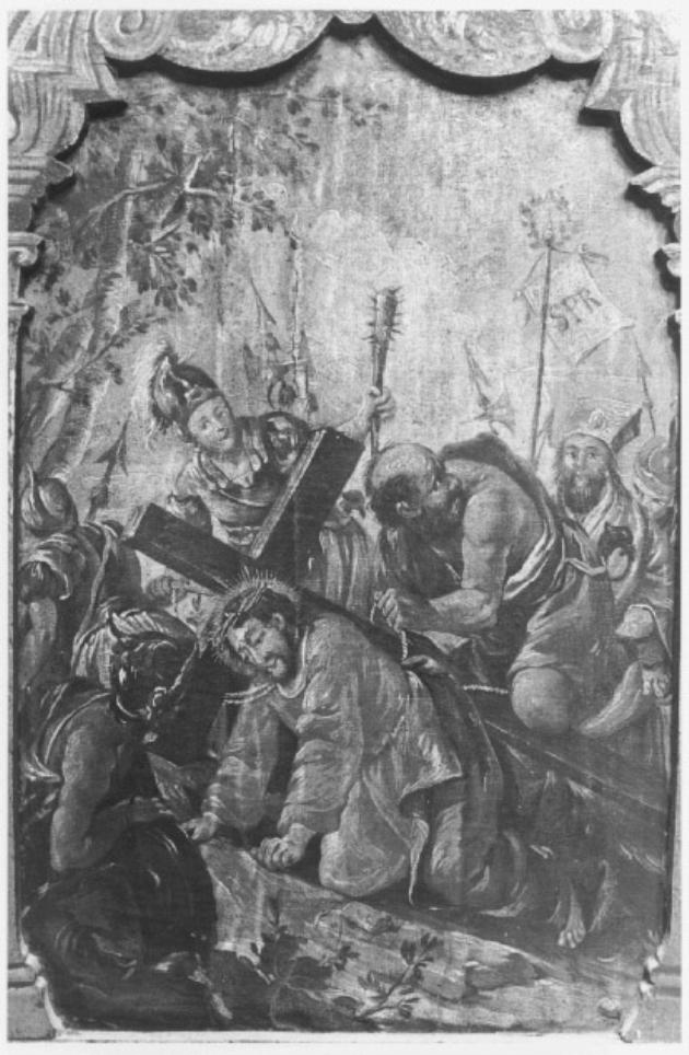 stazione III: Gesù cade sotto la croce la prima volta (dipinto) di Gabrieli Antonio - ambito veneto (sec. XVIII)