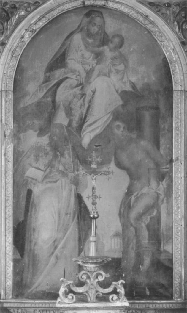 Madonna con Bambino e Santi (dipinto) di Frigimelica Francesco (maniera) - bottega veneta (prima metà sec. XVII)
