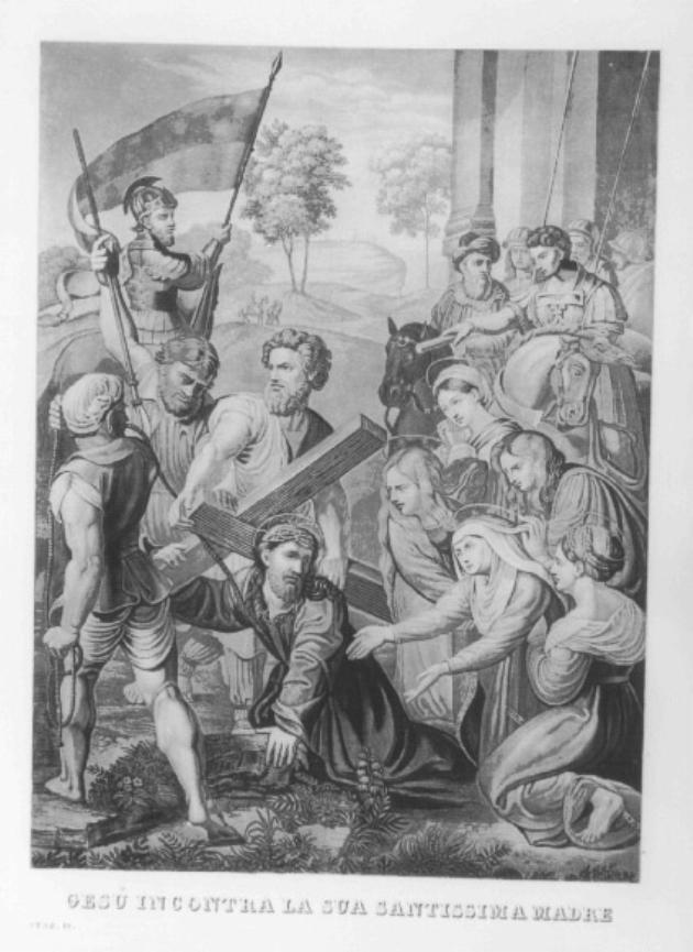 stazione IV: Gesù incontra la Madonna (stampa) - ambito veneto (primo quarto sec. XIX)