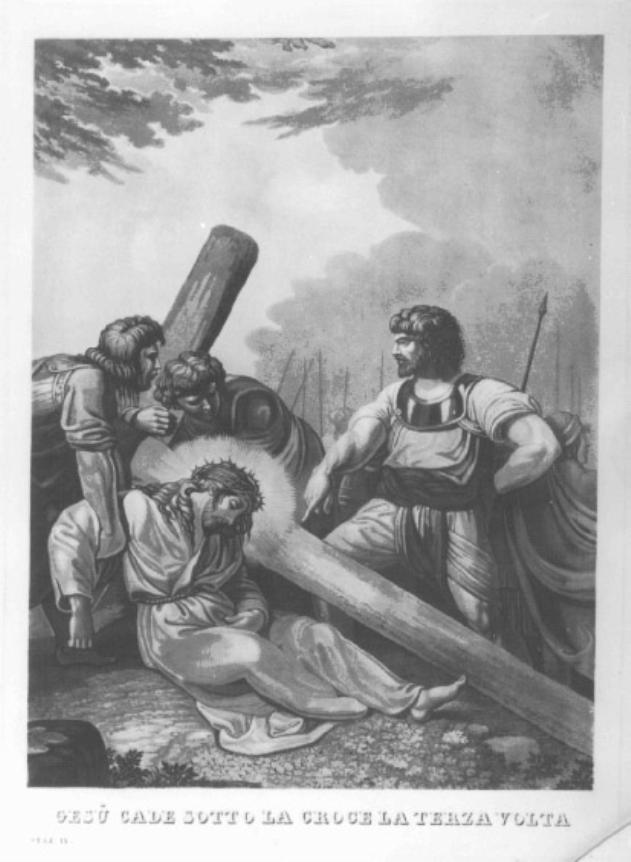 stazione IX: Gesù cade sotto la croce la terza volta (stampa) - ambito veneto (primo quarto sec. XIX)