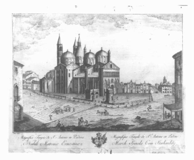 veduta della basilica del Santo a Padova (stampa) - ambito veneto (sec. XVIII)