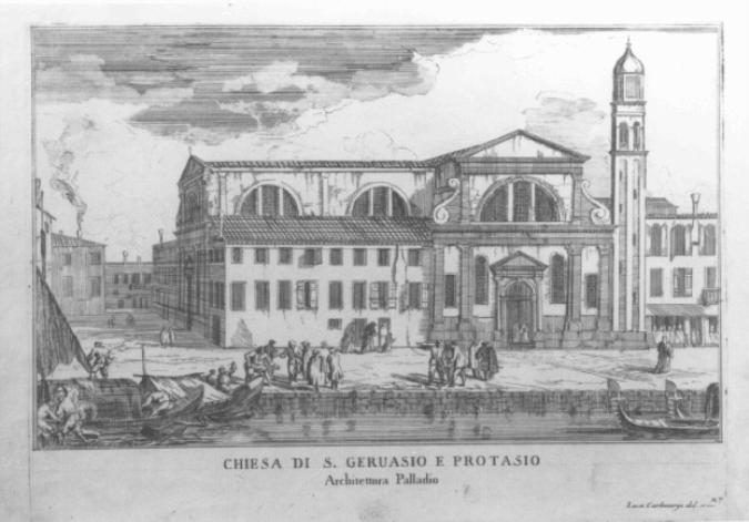 veduta della chiesa dei SS. Gervasio e Protasio a Venezia (stampa) - ambito veneto (sec. XVIII)