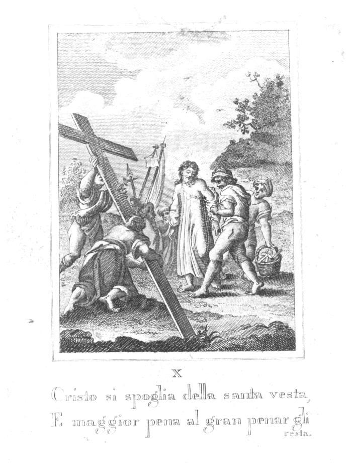 stazione X: Gesù spogliato e abbeverato di fiele (stampa, elemento d'insieme) - ambito veneto (seconda metà sec. XVIII)