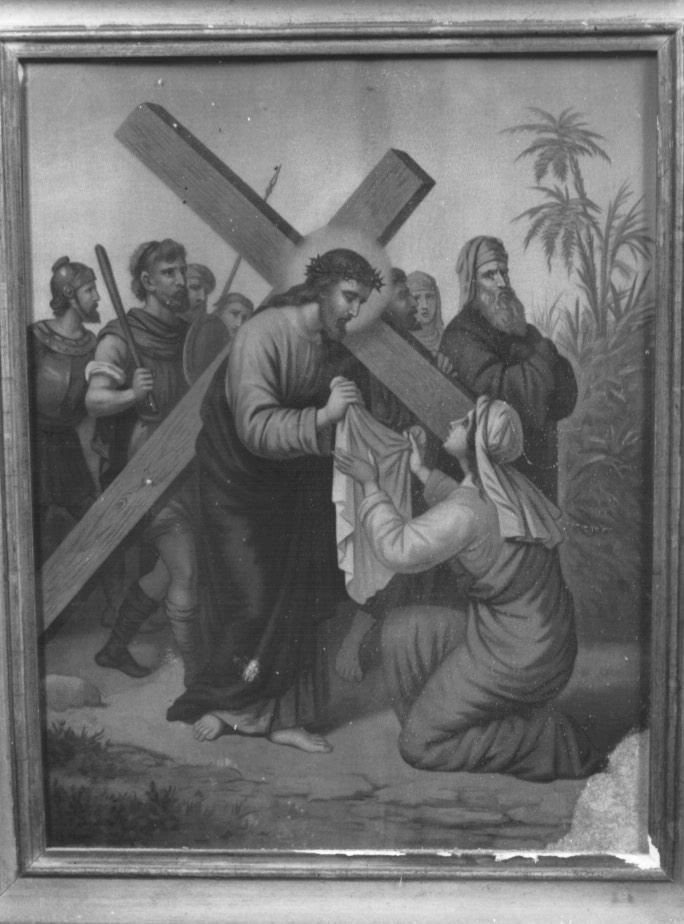 stazione VI: Gesù asciugato dalla Veronica (stampa a colori) - ambito veneto (sec. XX)