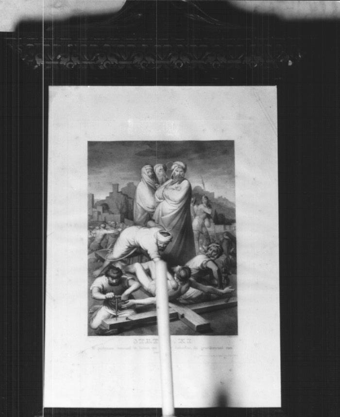 stazione XI: Gesù inchiodato alla croce (stampa) - ambito veneto (sec. XIX)