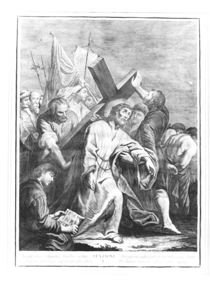 stazione V: Gesù aiutato dal Cireneo a portare la croce (stampa) - ambito veneto (sec. XVIII)