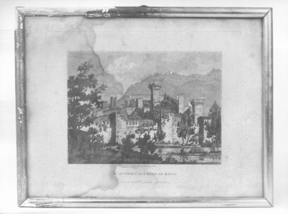 L'antico castello di Este, veduta del castello di Este (stampa) - ambito veneto (metà sec. XIX)