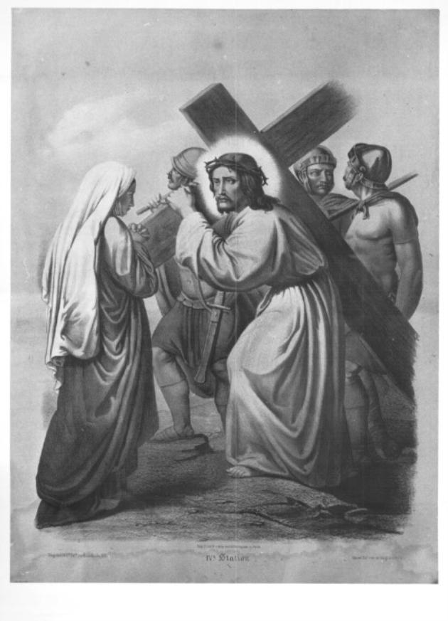 stazione IV: Gesù incontra la Madonna (stampa) - ambito francese (prima metà sec. XIX)