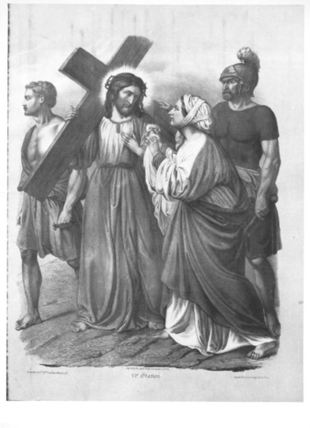 stazione VI: Gesù asciugato dalla Veronica (stampa) - ambito francese (prima metà sec. XIX)