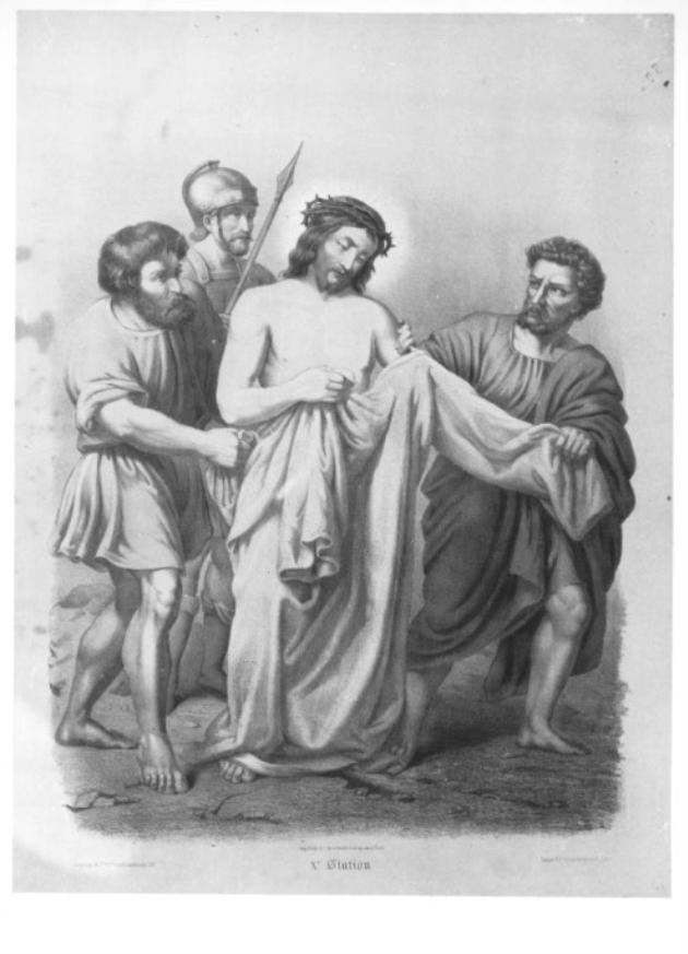 stazione X: Gesù spogliato e abbeverato di fiele (stampa) - ambito francese (prima metà sec. XIX)