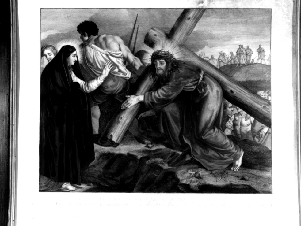 stazione IV: Gesù incontra la Madonna (stampa a colori) - ambito veneto (sec. XIX)