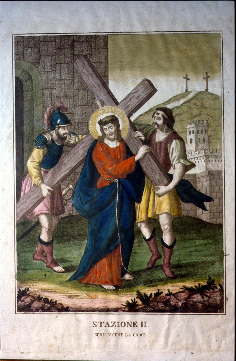 stazioni della via Crucis (stampa a colori, serie) - ambito veneto (fine/inizio secc. XVIII/ XIX)