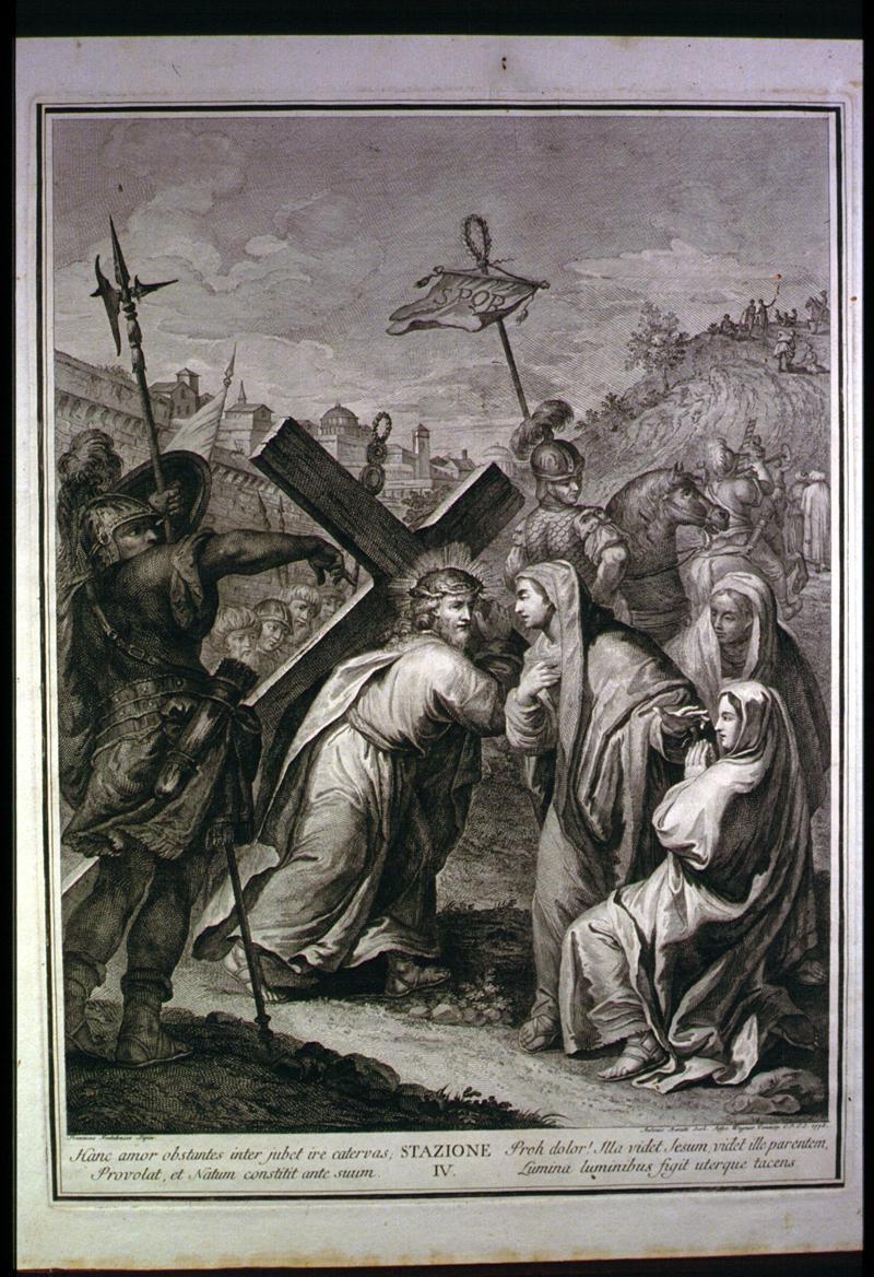 stazione IV: Gesù incontra la Madonna (Via Crucis, elemento d'insieme) di Fontebasso Francesco, Baratti Antonio (sec. XVIII)