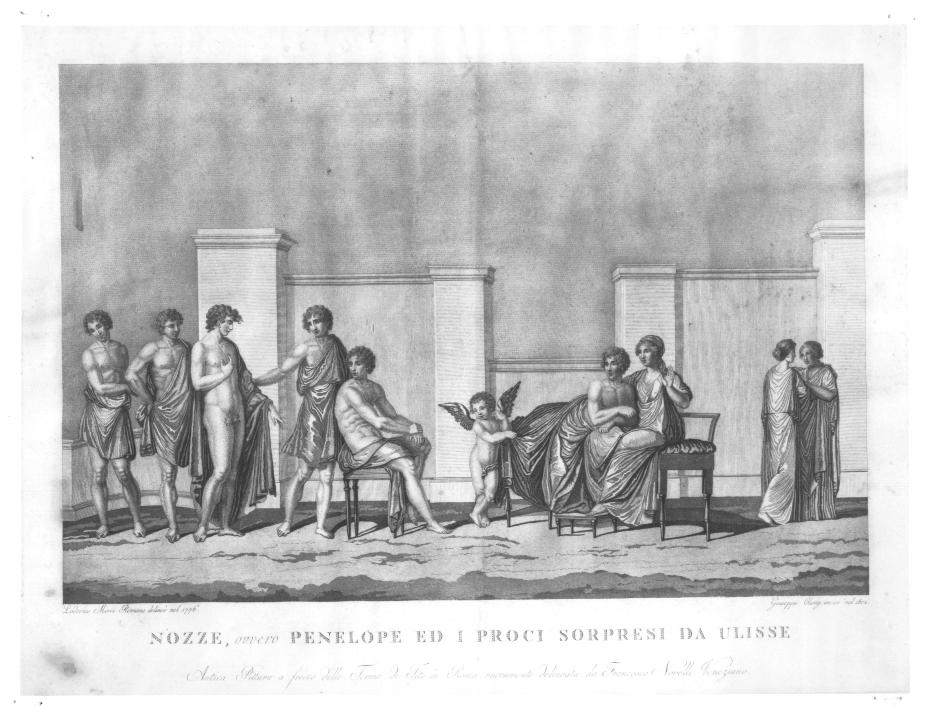 Nozze, ovvero Penelope e i proci sorpresi da Ulisse, Penelope e i proci sorpresi da Ulisse (stampa) - ambito veneto (sec. XIX)