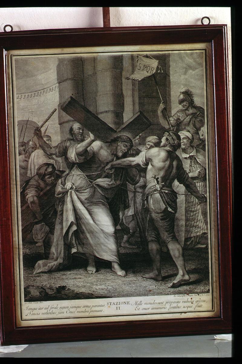 stazione II: Gesù caricato della croce (Via Crucis) di Crosato Giovanni Battista, Wagner Joseph (sec. XVIII)