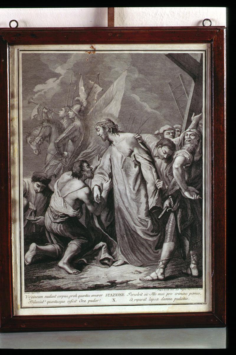stazione X: Gesù spogliato e abbeverato di fiele (Via Crucis) di Angeli Giuseppe, De Colle Pellegrino, Wagner Joseph (sec. XVIII)