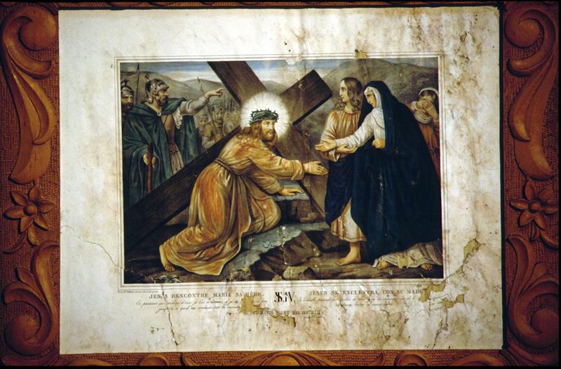 stazione IV: Gesù incontra la Madonna (stampa a colori) - ambito veneto (sec. XIX)