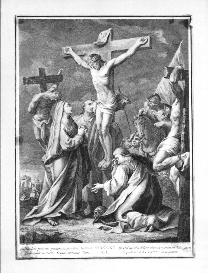 stazione XII: Gesù innalzato e morto in croce (stampa) - ambito veneto (ultimo quarto sec. XVIII)