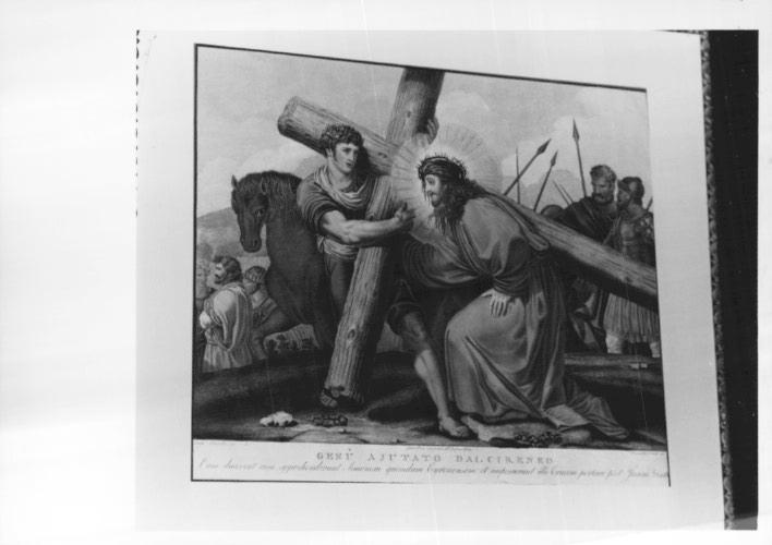 V stazione: Gesù aiutato dal Cireneo a portare la croce (stampa) - ambito veneto (sec. XIX)