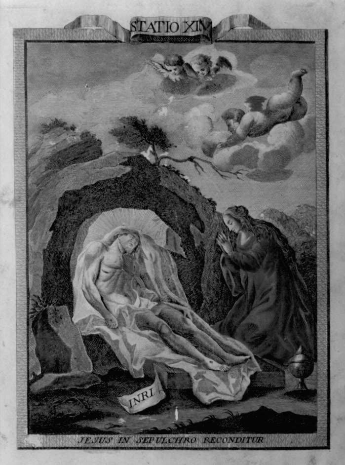 stazione XIV: Gesù deposto nel sepolcro (stampa) - ambito veneto (primo quarto sec. XVIII)