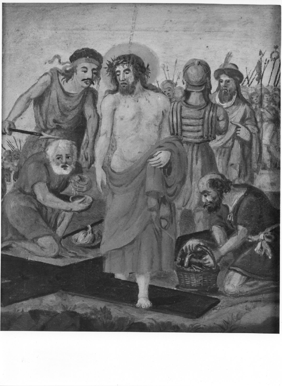 stazione X: Gesù spogliato e abbeverato di fiele (dipinto) - ambito bellunese (sec. XIX)