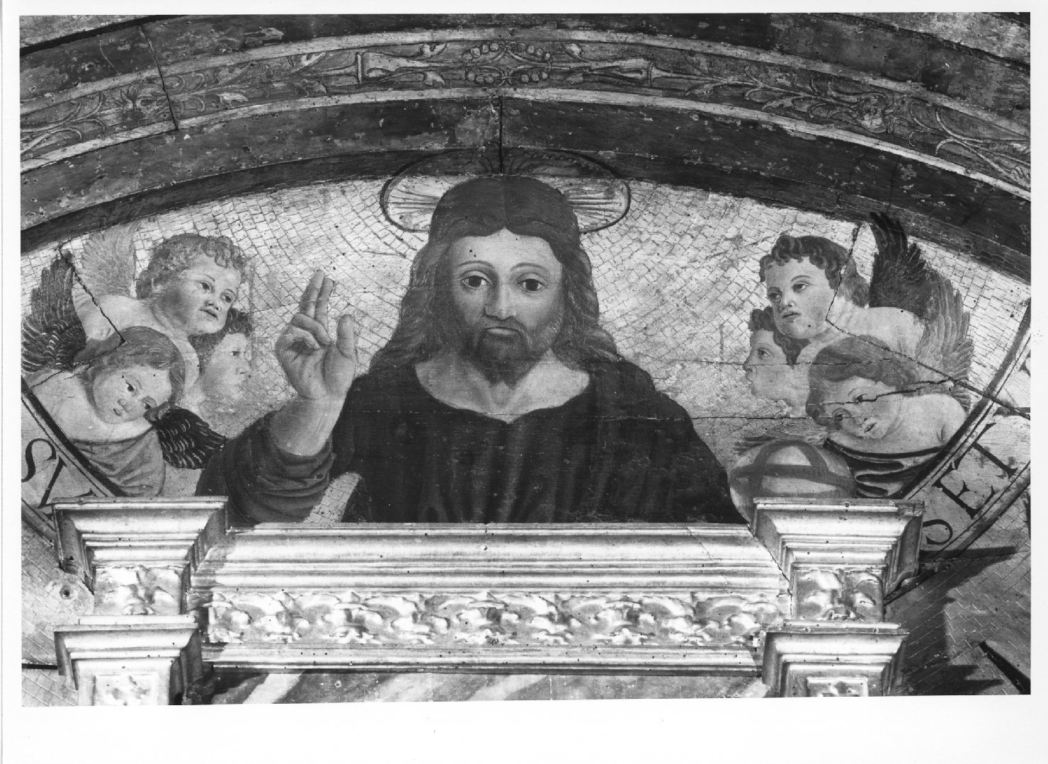 Cristo benedicente e angeli (dipinto) - ambito veneto (sec. XV)