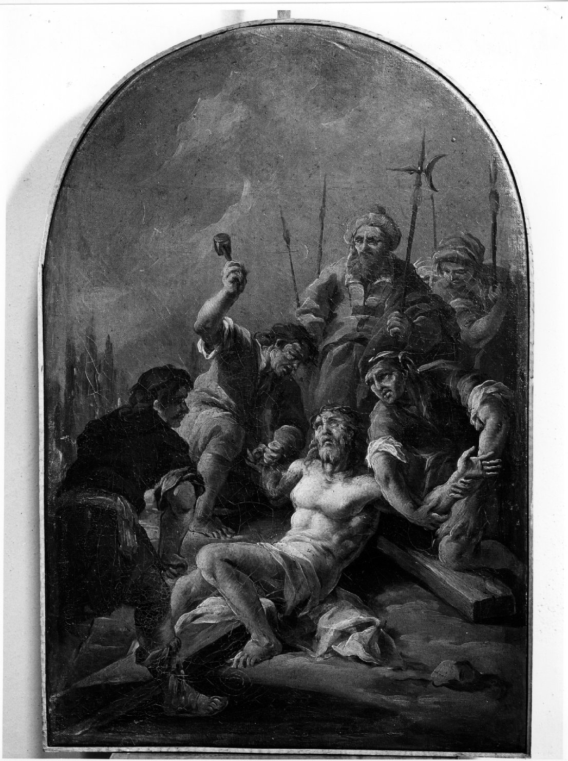 stazione XI: Gesù inchiodato alla croce (dipinto) - ambito veneto (secc. XVII/ XVIII)