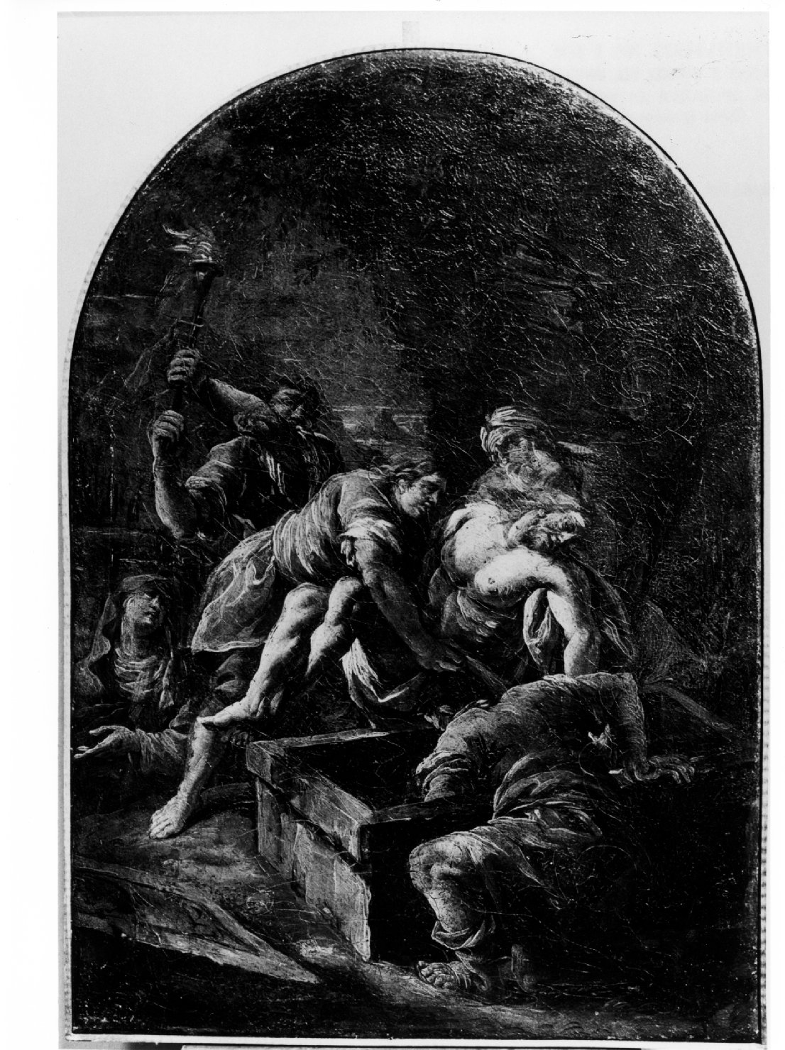 stazione XIV: Gesù deposto nel sepolcro (dipinto) - ambito veneto (secc. XVII/ XVIII)