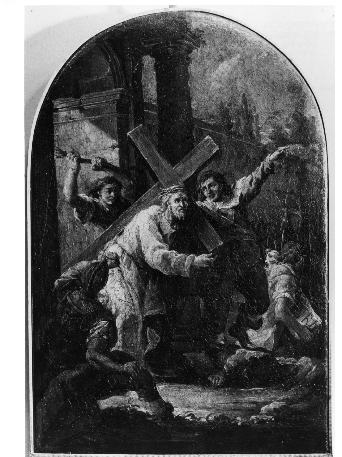 stazione II: Gesù caricato della croce (dipinto) - ambito veneto (secc. XVII/ XVIII)