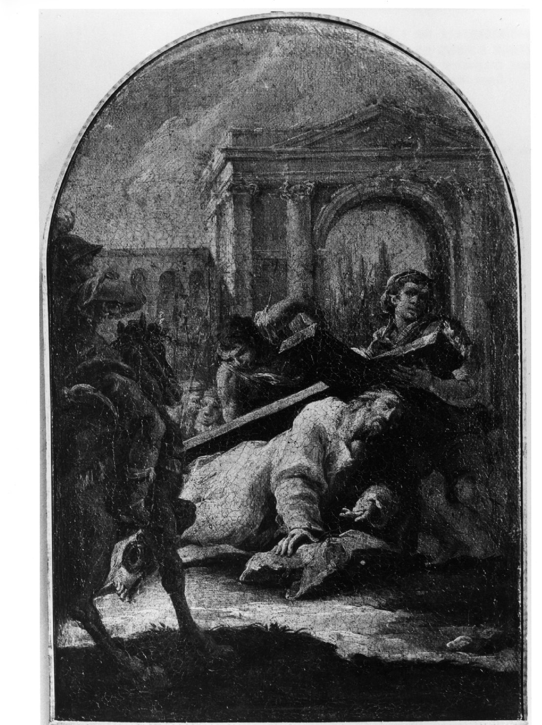 stazione III: Gesù cade sotto la croce la prima volta (dipinto) - ambito veneto (secc. XVII/ XVIII)