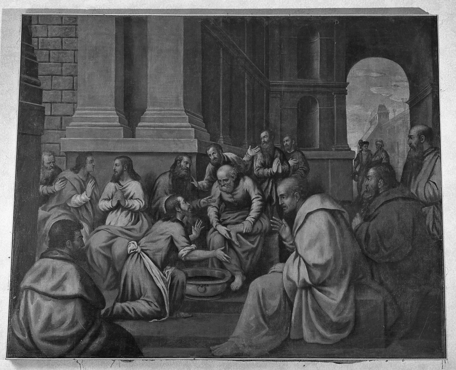 Cristo lava i piedi degli apostoli (dipinto) - ambito veneto (fine/inizio secc. XVI/ XVII)