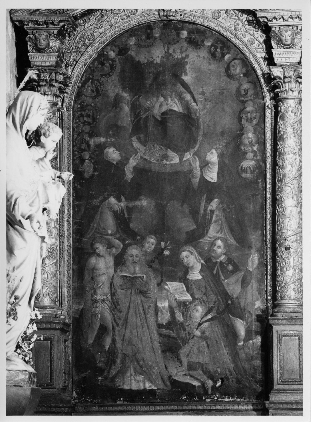 Madonna del Rosario in gloria e santi/ Misteri del Rosario (dipinto) - ambito veneto (prima metà sec. XVII)