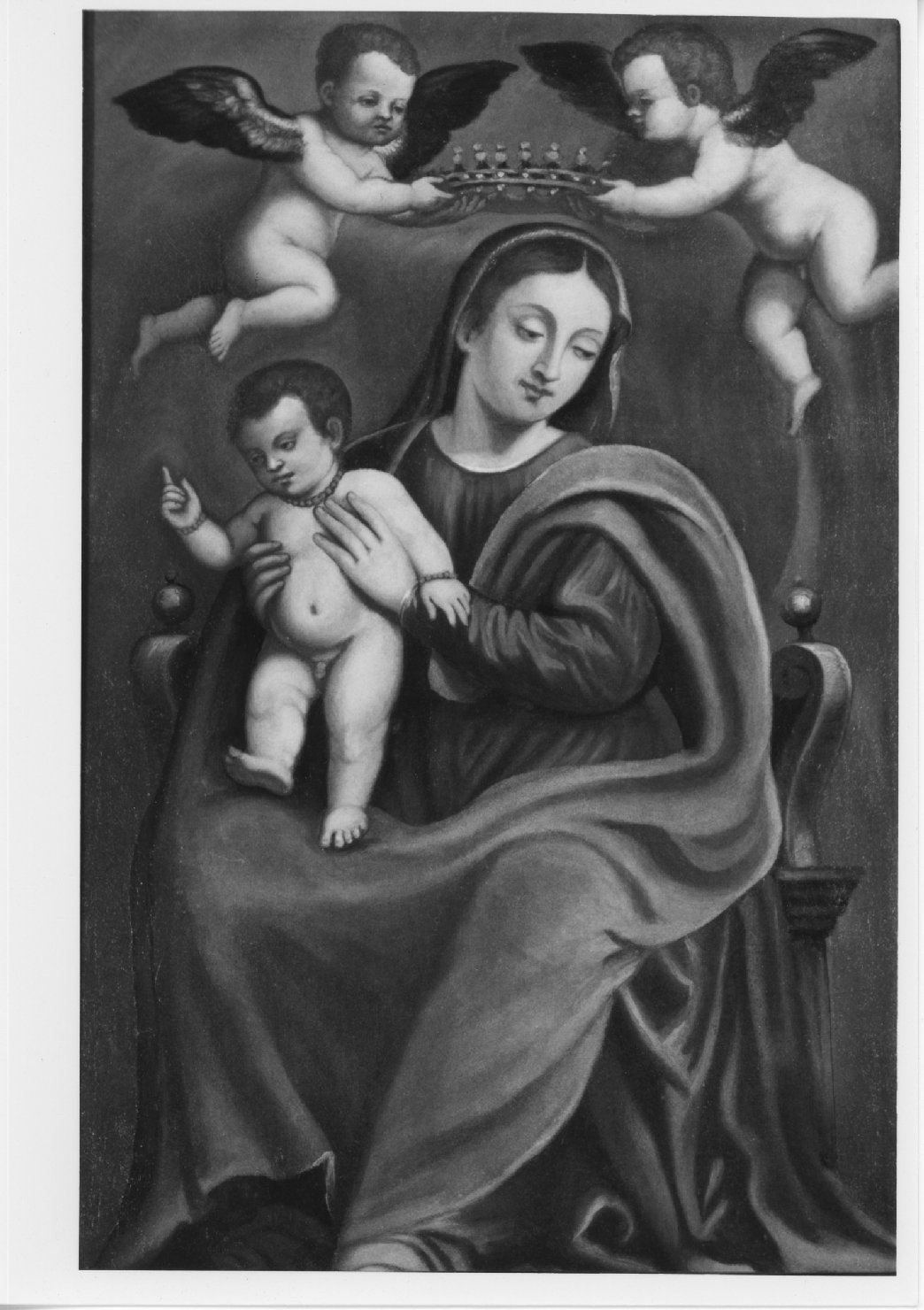 Madonna con Bambino in trono (dipinto) - ambito italiano (sec. XVII)