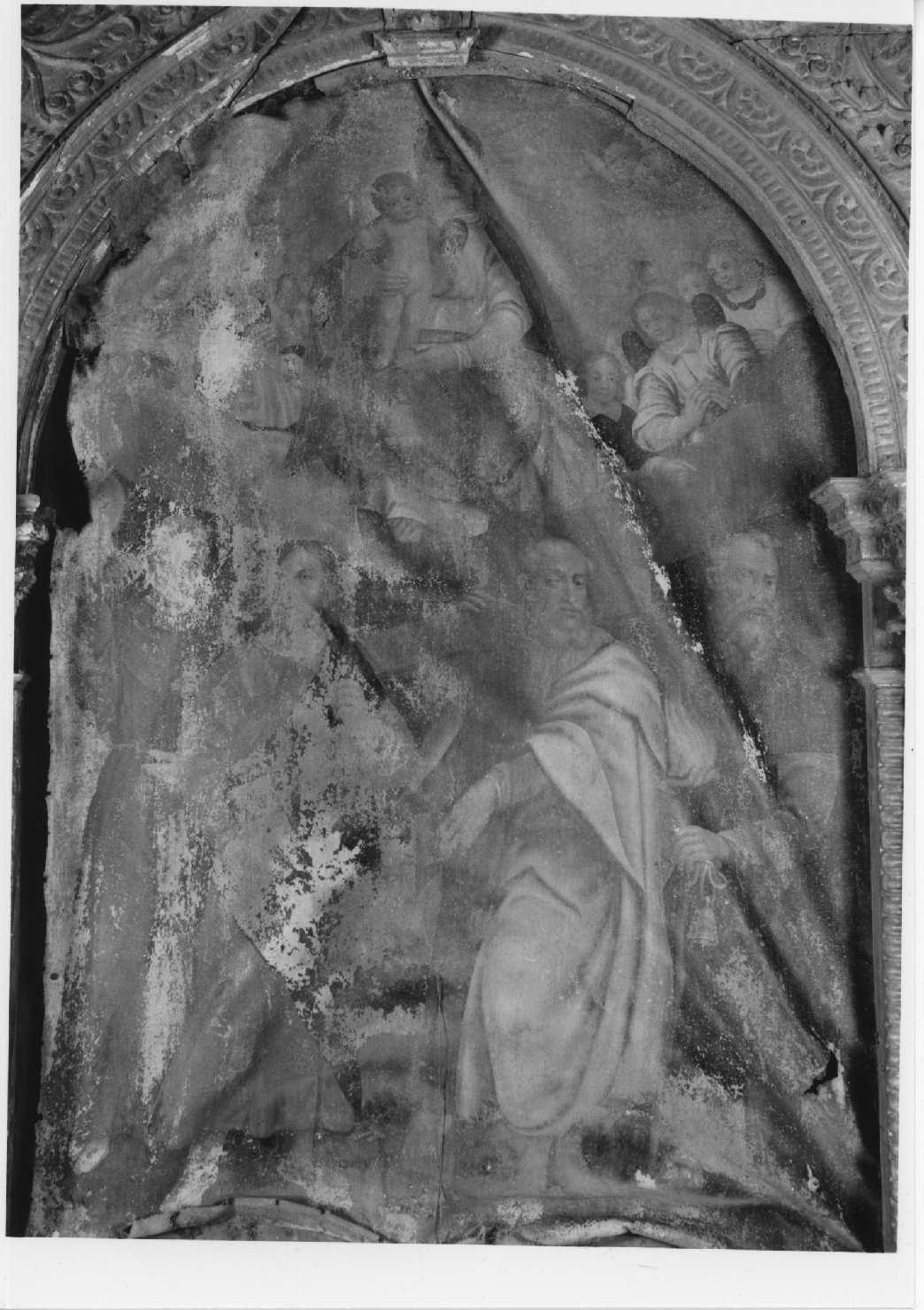 Madonna con Bambino tra angeli e santi (dipinto) - ambito italiano (sec. XVII)