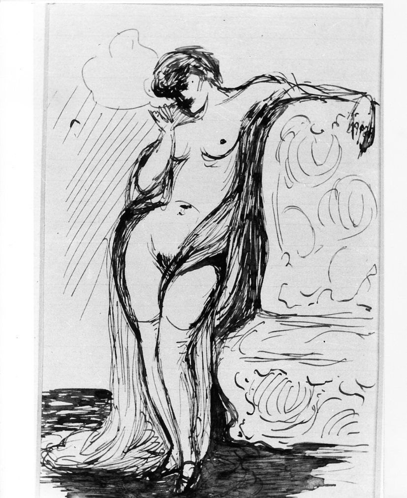 nudo femminile in piedi (disegno) di Martini Alberto (sec. XX)