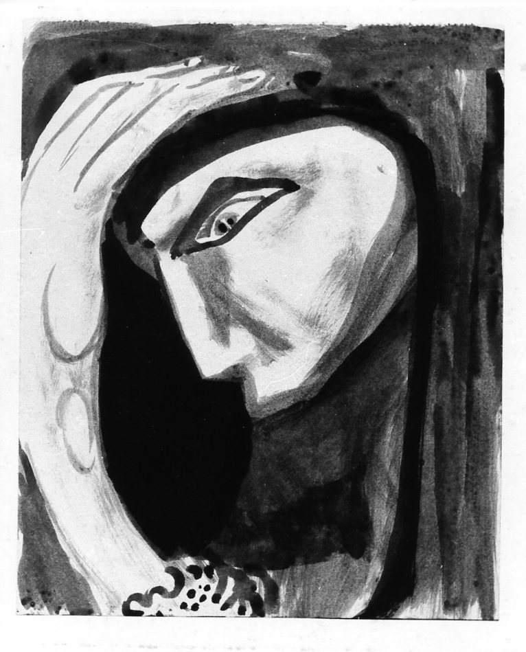 Maschera, figura mascherata (disegno) di Martini Alberto (sec. XX)