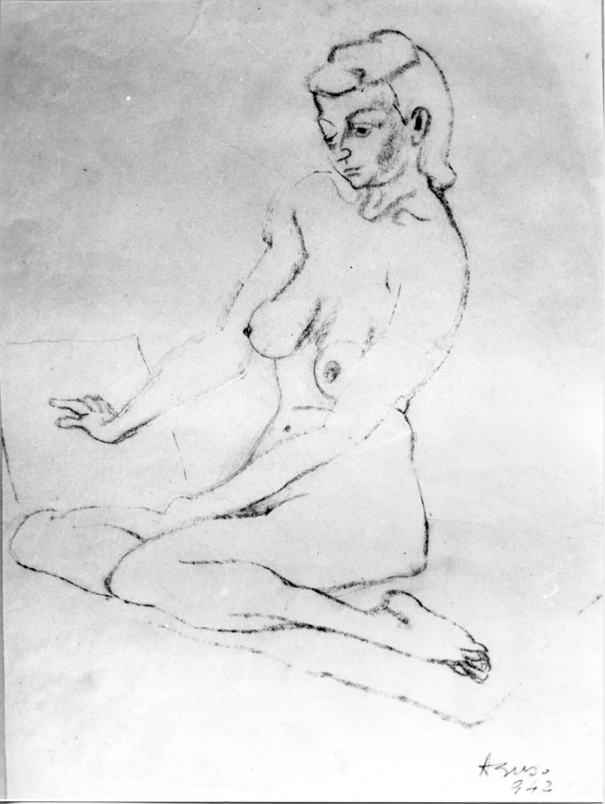 nudo femminile (disegno) di Buso Armando (sec. XX)