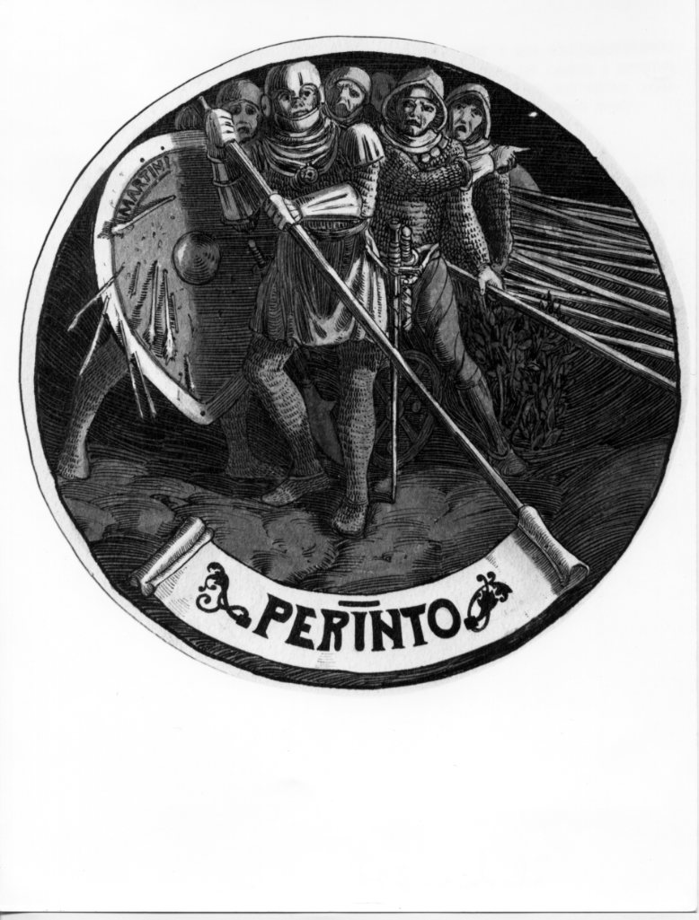 Perinto, armigeri (disegno) di Martini Alberto (sec. XX)