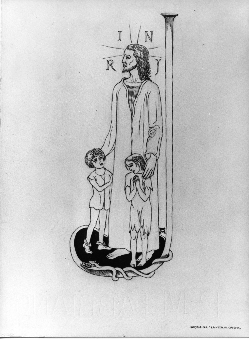 Jeshu, Cristo benedice i fanciulli (disegno) di Martini Alberto (sec. XX)