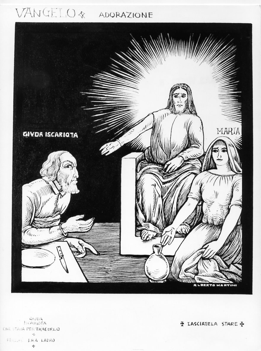 La cena di Betania, cena di Betania (disegno) di Martini Alberto (sec. XX)
