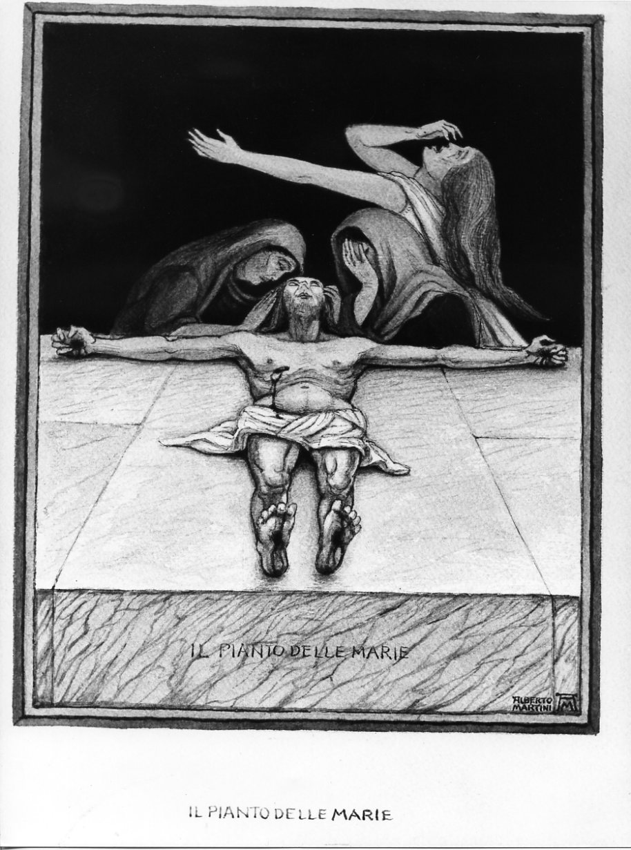 Il pianto delle Marie, compianto sul Cristo morto (disegno) di Martini Alberto (sec. XX)