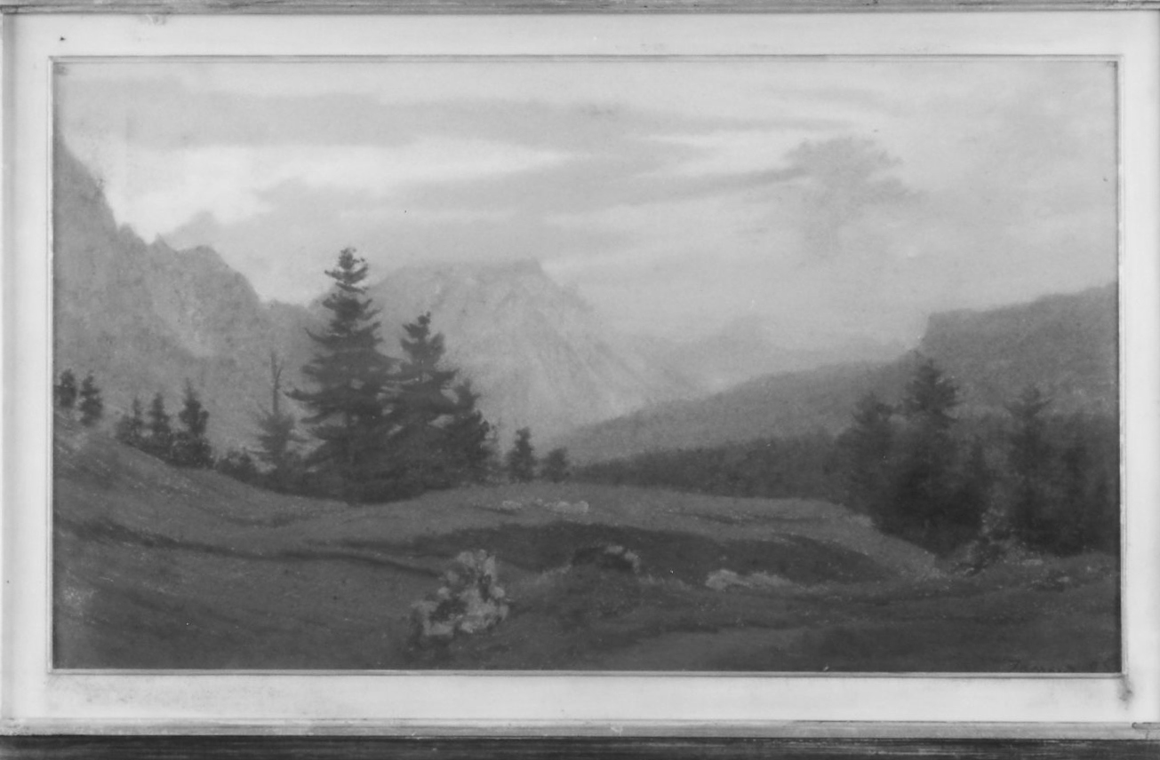 Paesaggio - Nuvole sull'Antelao (disegno) di De Zanna Luigi (fine/inizio secc. XIX/ XX)