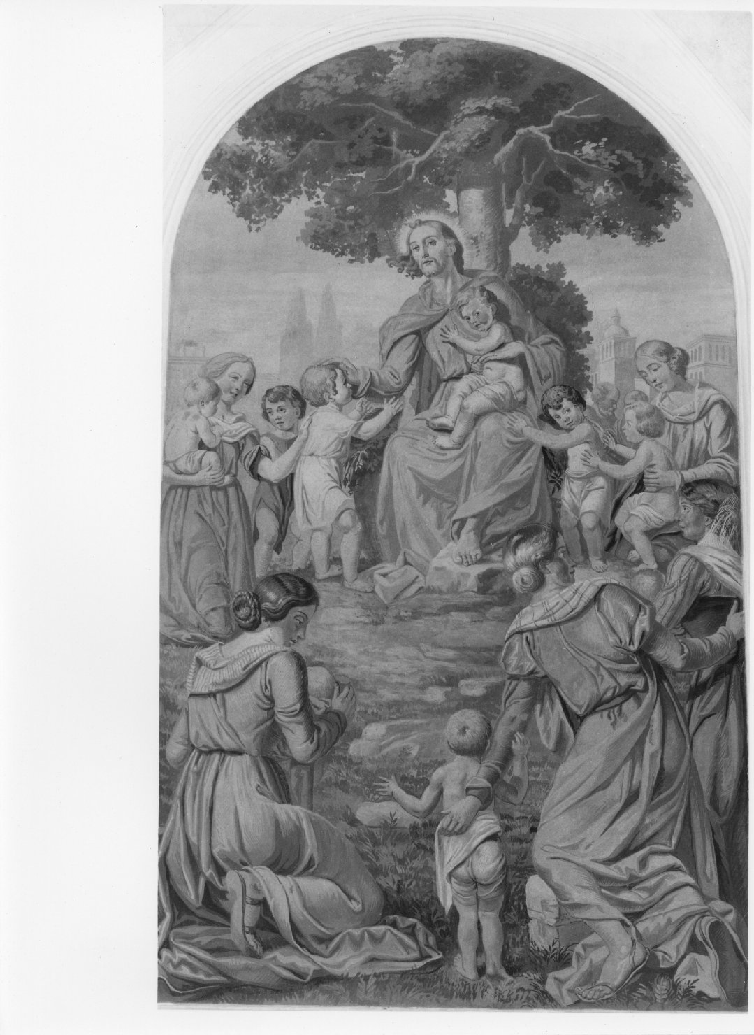 Cristo benedice i fanciulli (dipinto) di Peskoller Giovanni (sec. XX)