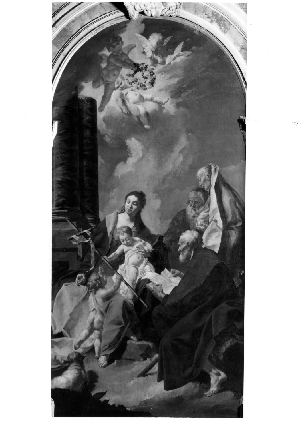 Sacra Famiglia con Sant' Anna, San Gioacchino e San Giovannino (dipinto) di Dall'Oglio Egidio (sec. XVIII)