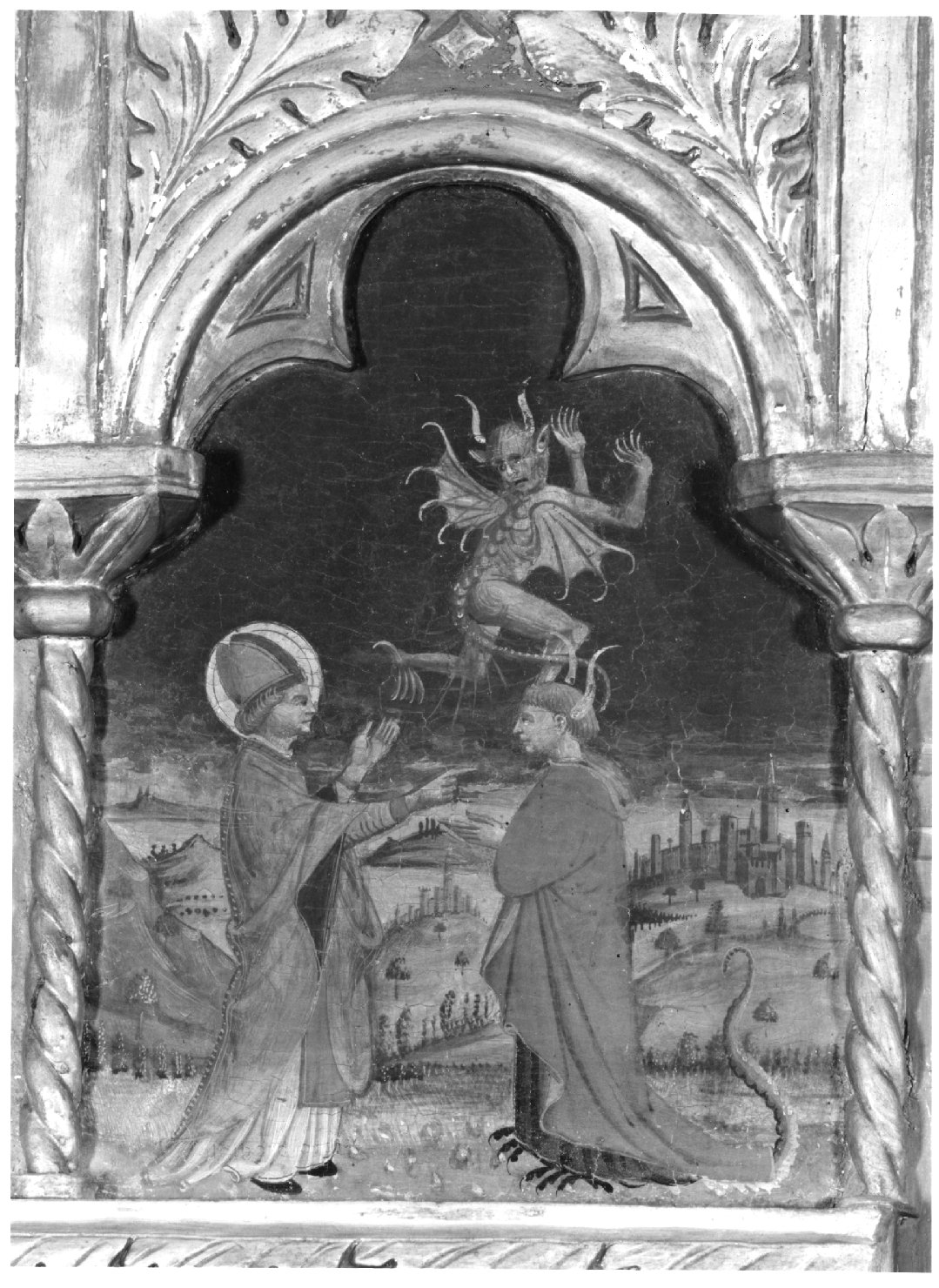 San Martino scaccia il demonio che si è presentato sotto le spoglie di un re (scomparto di polittico) di Vivarini Antonio (cerchia) (seconda metà sec. XV)
