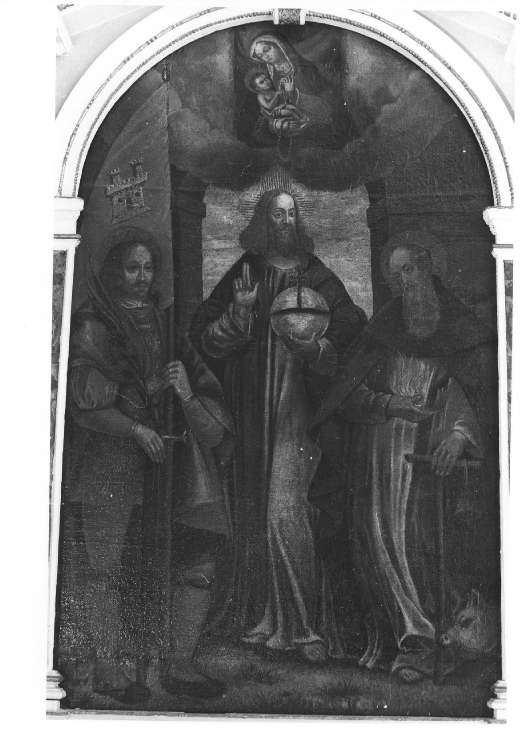 Madonna con Bambino e Cristo tra San Vittore e Sant'Antonio Abate (dipinto) - ambito veneto (sec. XVII)