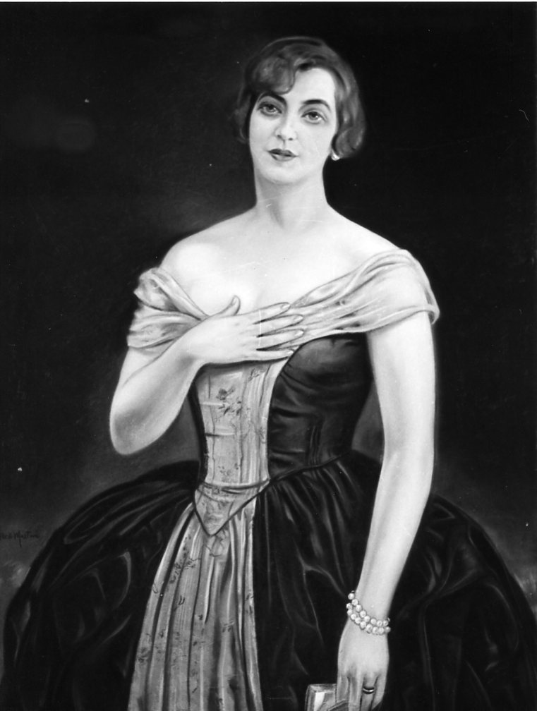 Signora in crinolino, ritratto di donna (dipinto) di Martini Alberto (sec. XX)