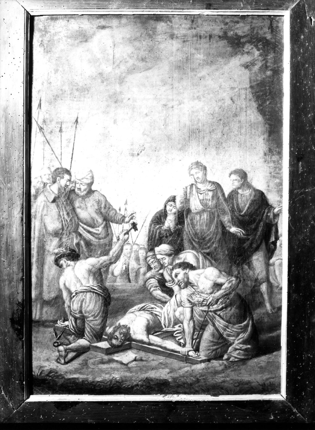 stazione XI: Gesù inchiodato alla croce (dipinto) - ambito veneto (sec. XIX)